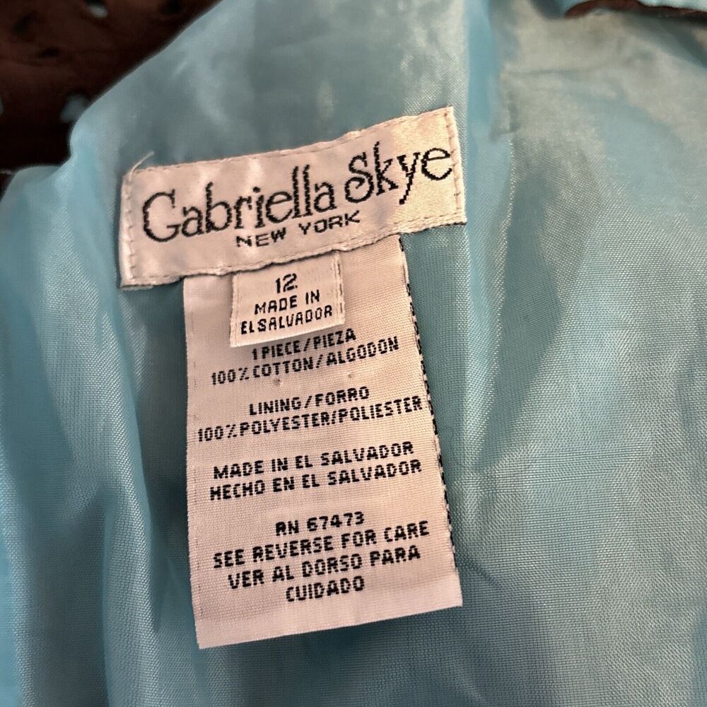 Gabriella Skye New York Dress Womens Size 12 Brown Eyelet Sleeveless Lined - Picture 7 of 10